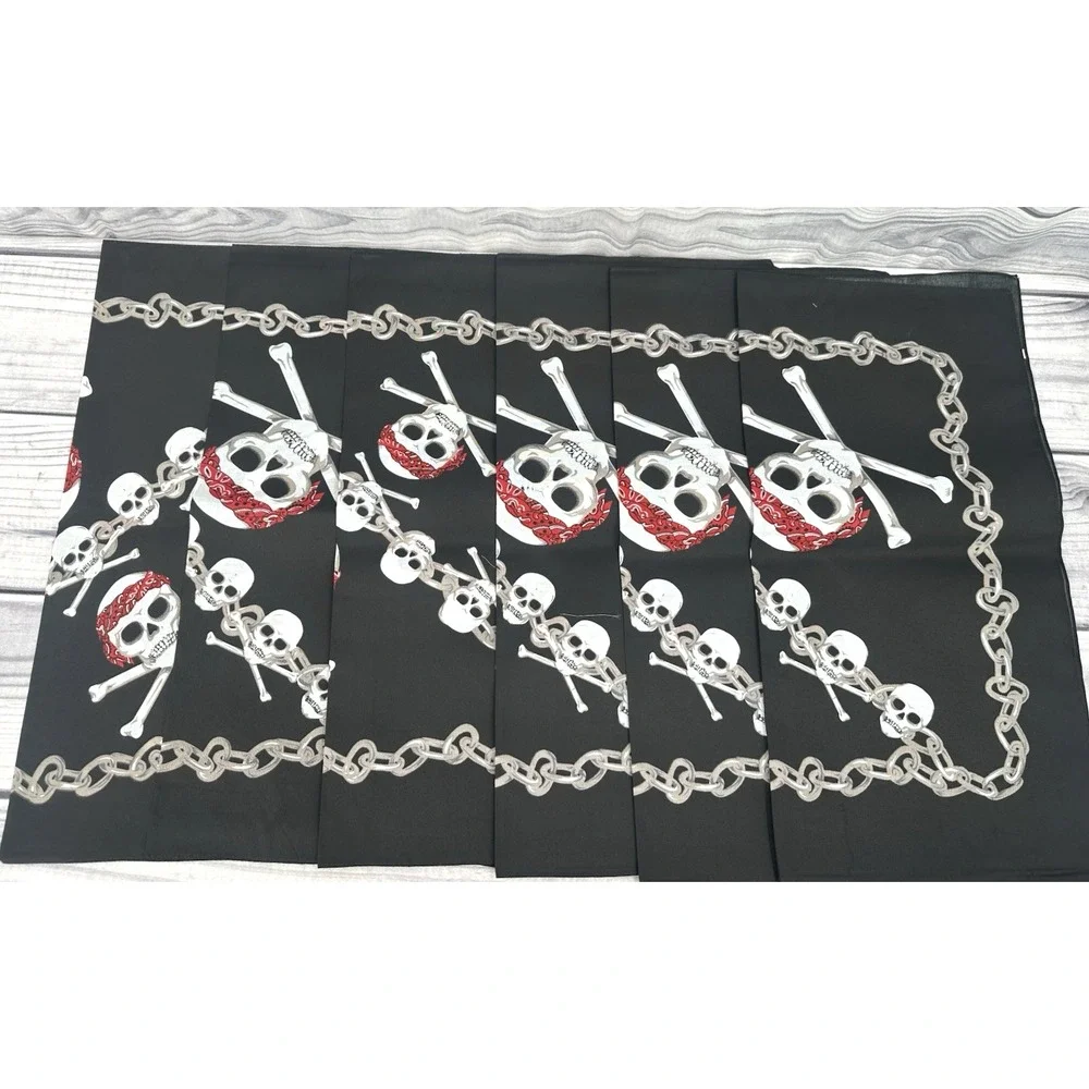LOT OF 6 VINTAGE 100%‎ COTTON BANDANAS / HANKERCHIEFS-MULTI COLOR-BRAND NEW  *15